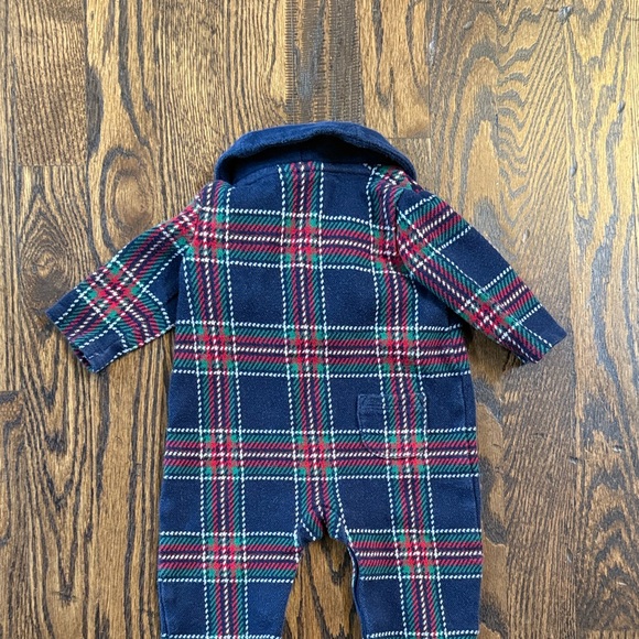Janie and Jack Navy Plaid Romper - Picture 5 of 6